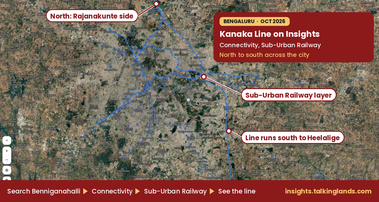 Bengaluru Sub-Urban Railway layer on the TalkingLands Insights map