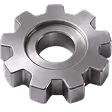Metal gear cog with eight teeth and central hole.