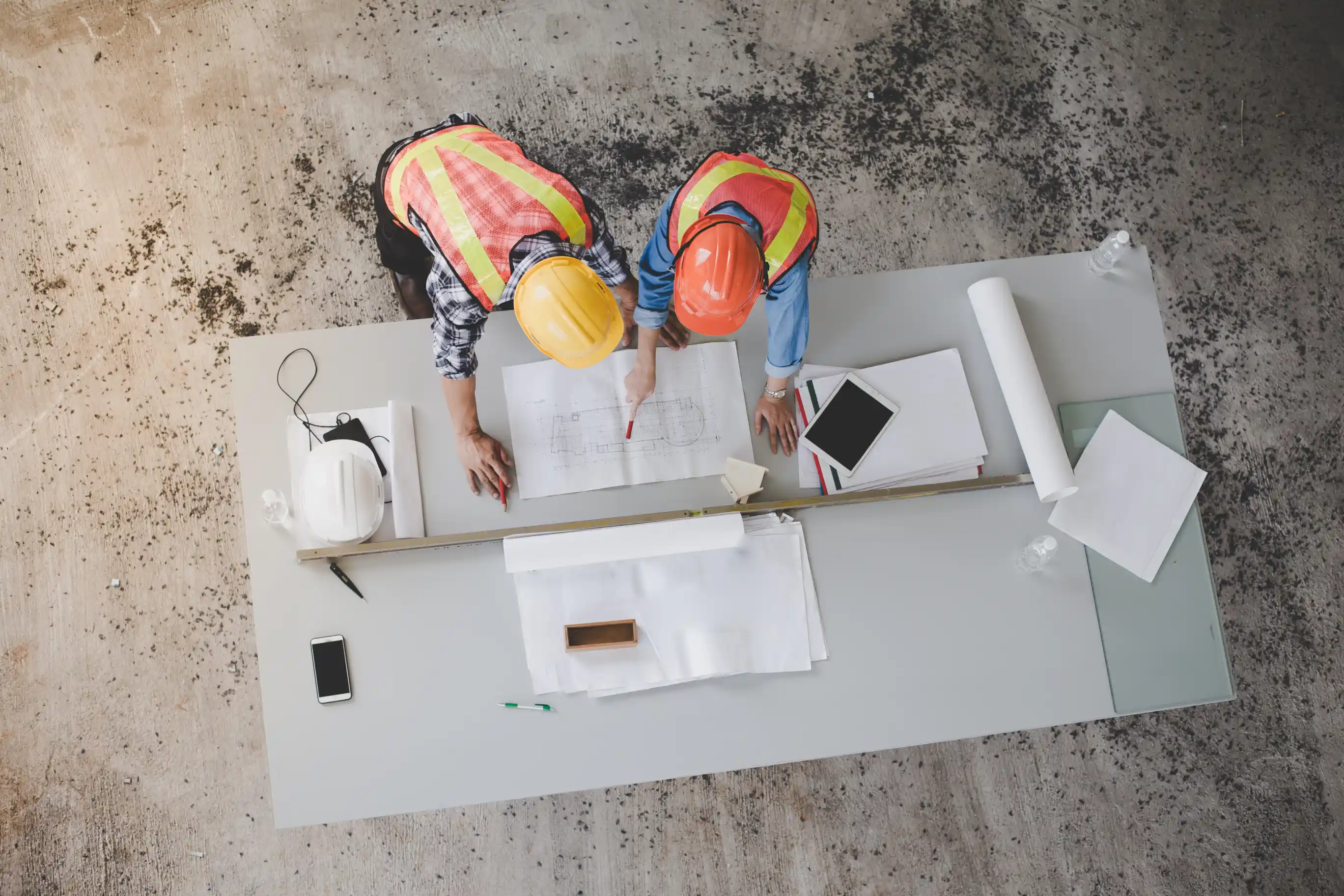 Electrical contractor reviewing bookkeeping and financial records