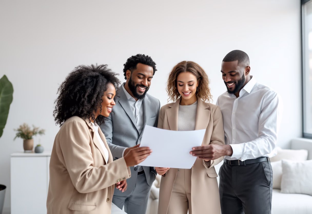 image of a family looking at insurance policy
