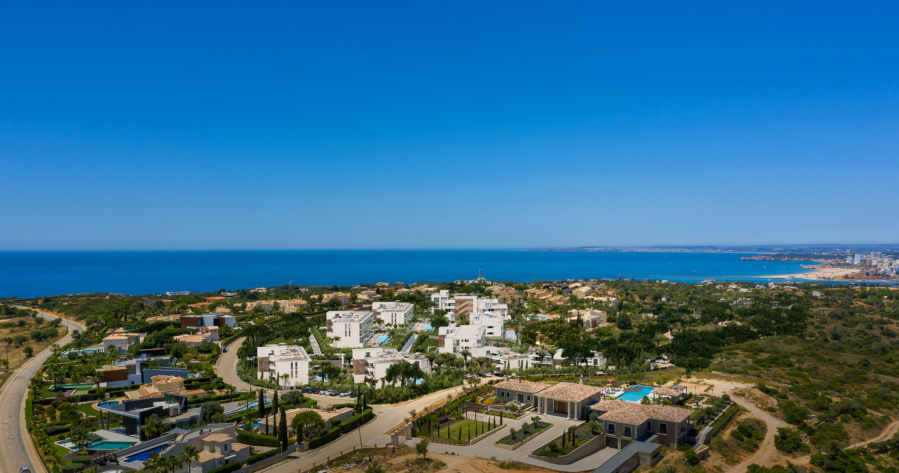 An aerial view over Ferragudo in the Algarve, Portugal