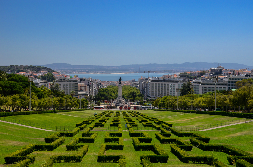 Famous landmark and gardens in Lisbon Portugal