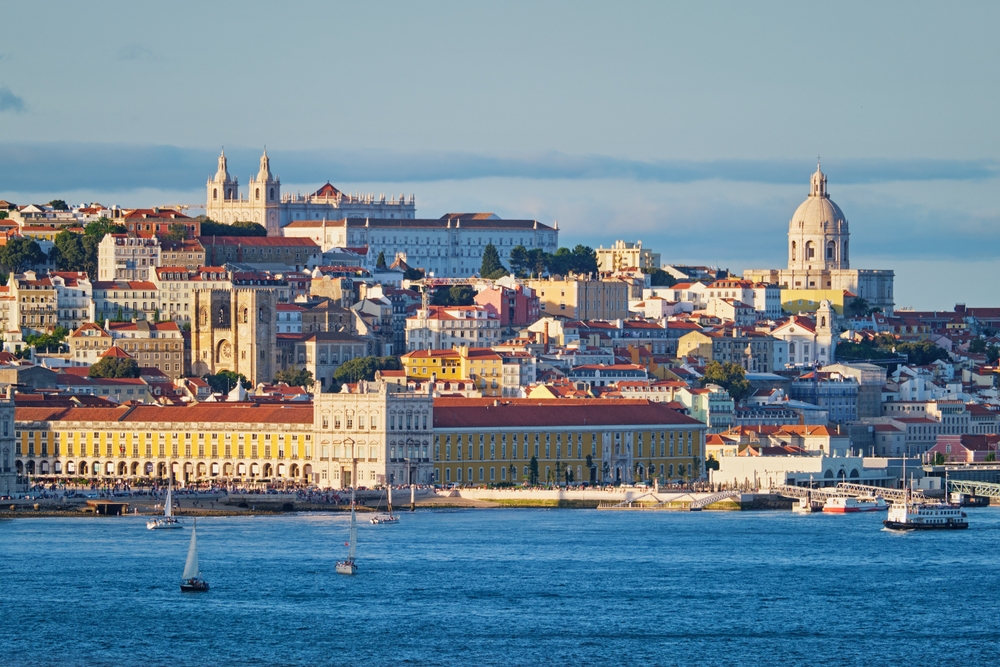 Aerial view of Lisbon skyline in the afternoon