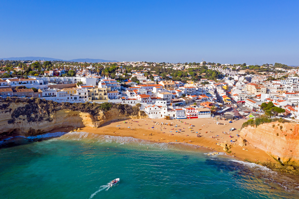 Popular beach at summer in Portugal's Algarve region