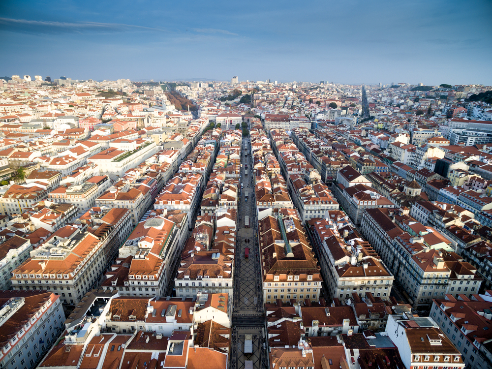 Aerial view of Chiado neighbourhood in Lisbon