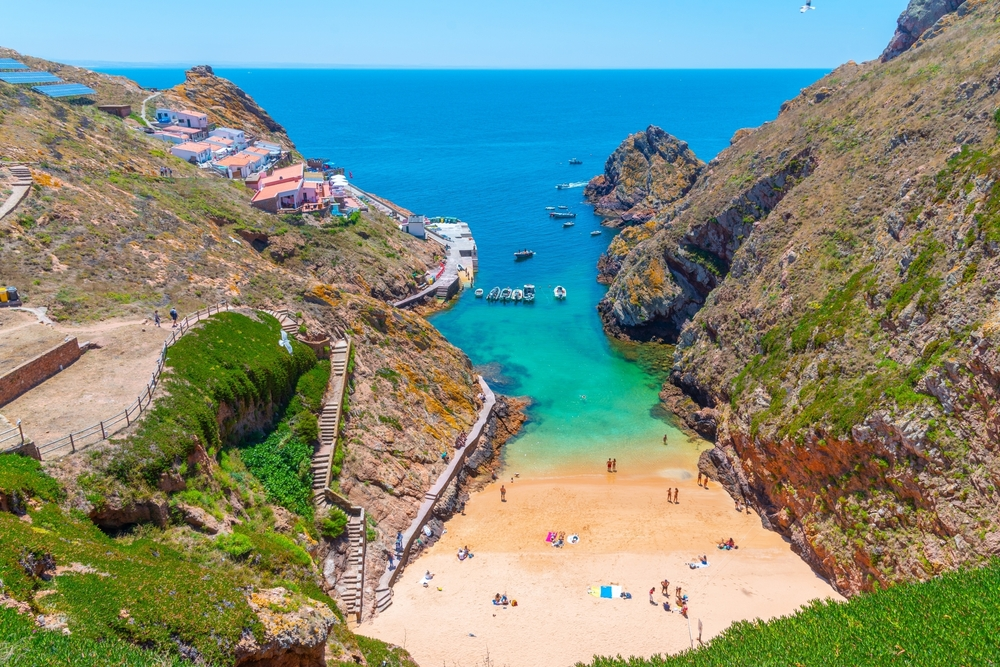View of a beach at Berlenga Grande archipelago in Portugal.