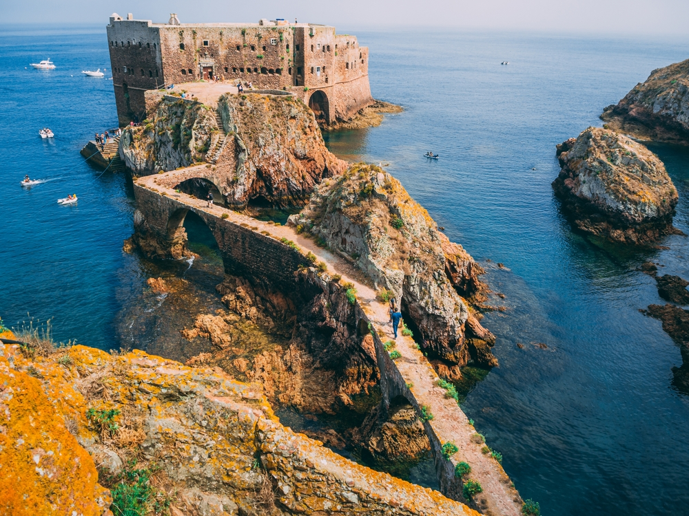 Fort of Sāo João Baptista (Saint John the Baptist) seen from the headland on Berlenga Grande (Berlengas Islands) off the coast of mainland Portugal