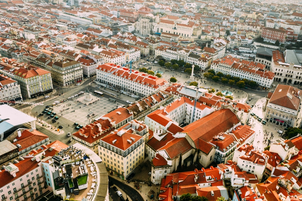 Aerial view of high-end district of Lisbon