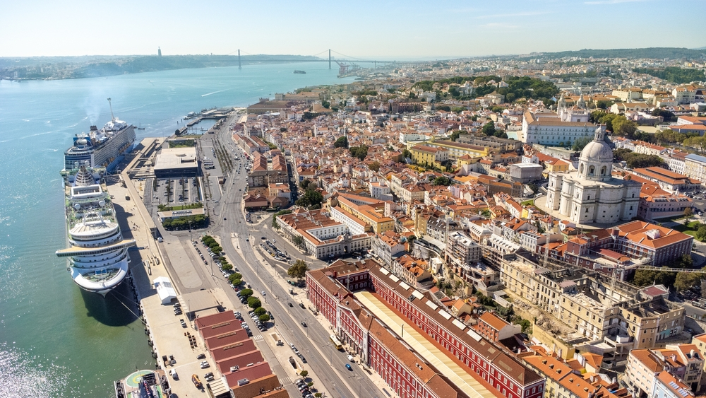 Aerial view of Lisbon and the sea