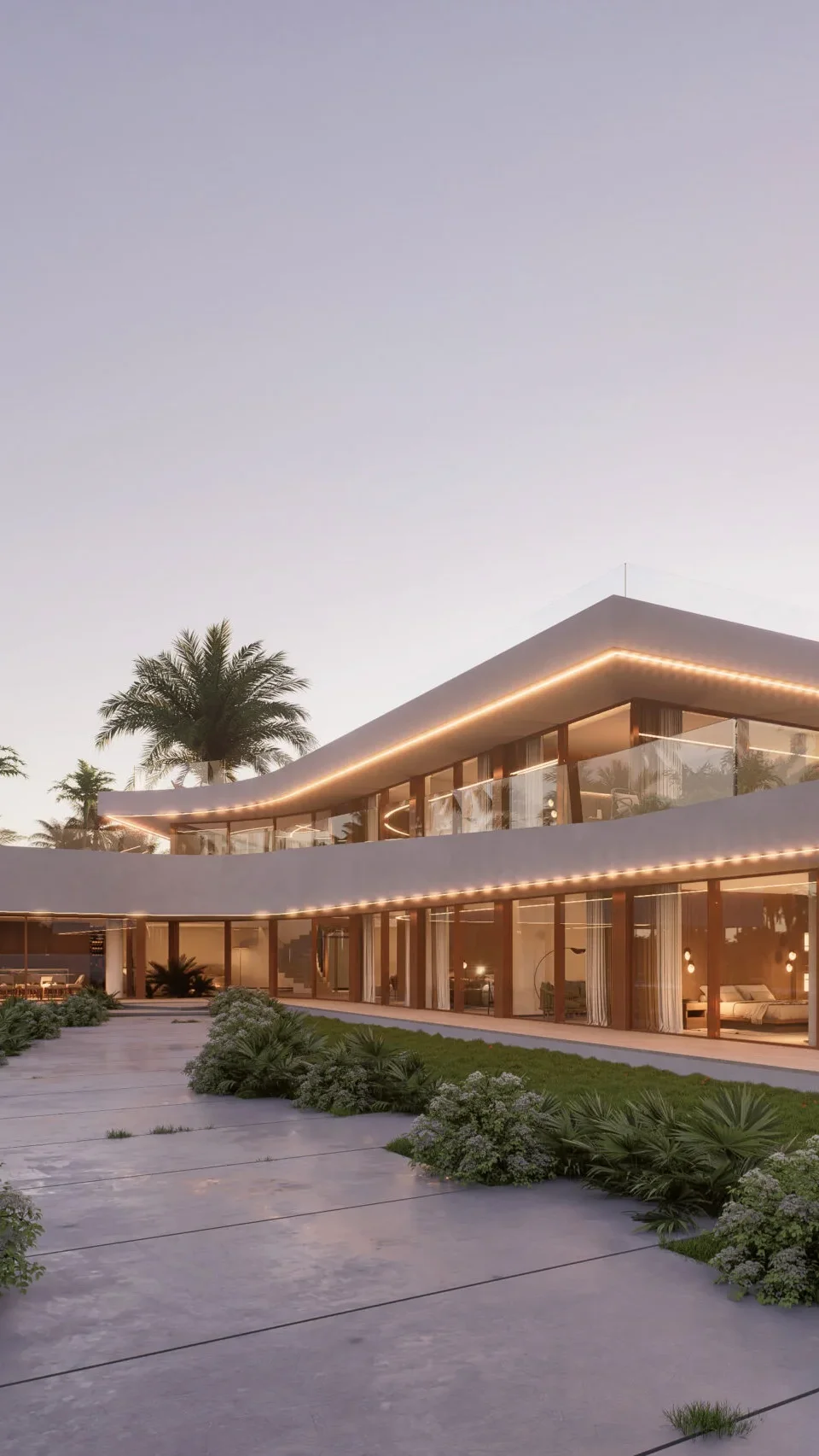 Villa Wave Vertical property exterior showcasing modern architecture and landscaped gardens in Portugal.