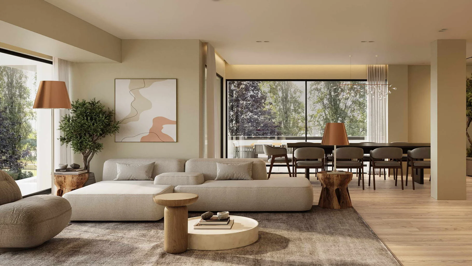 Luxury interior of Art House Porto development in Porto, Portugal, featuring modern living room and
