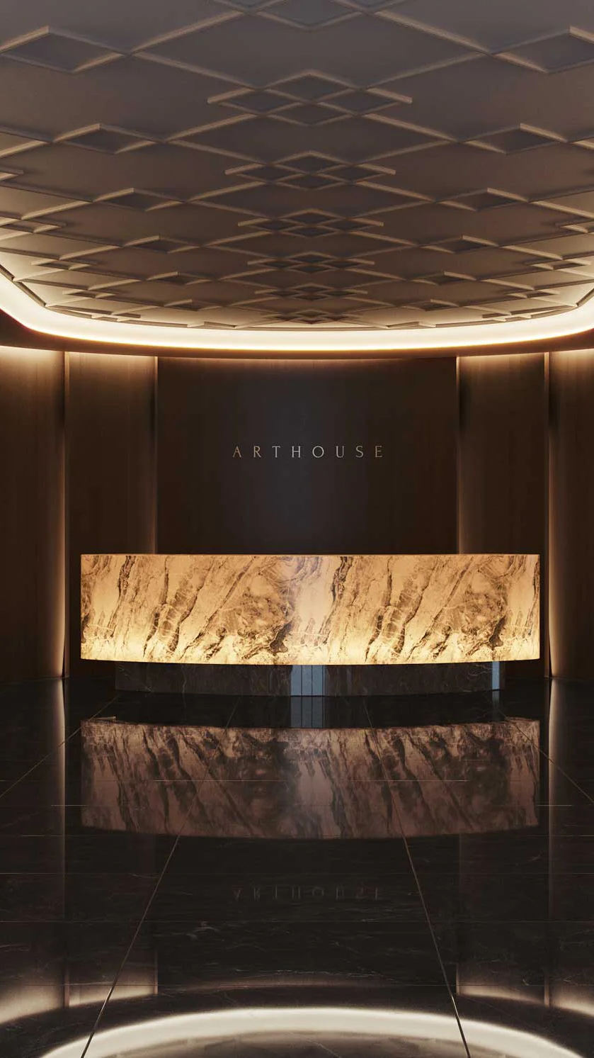 Art House Social Verticals development interior showcasing reception area and branding in Portugal.