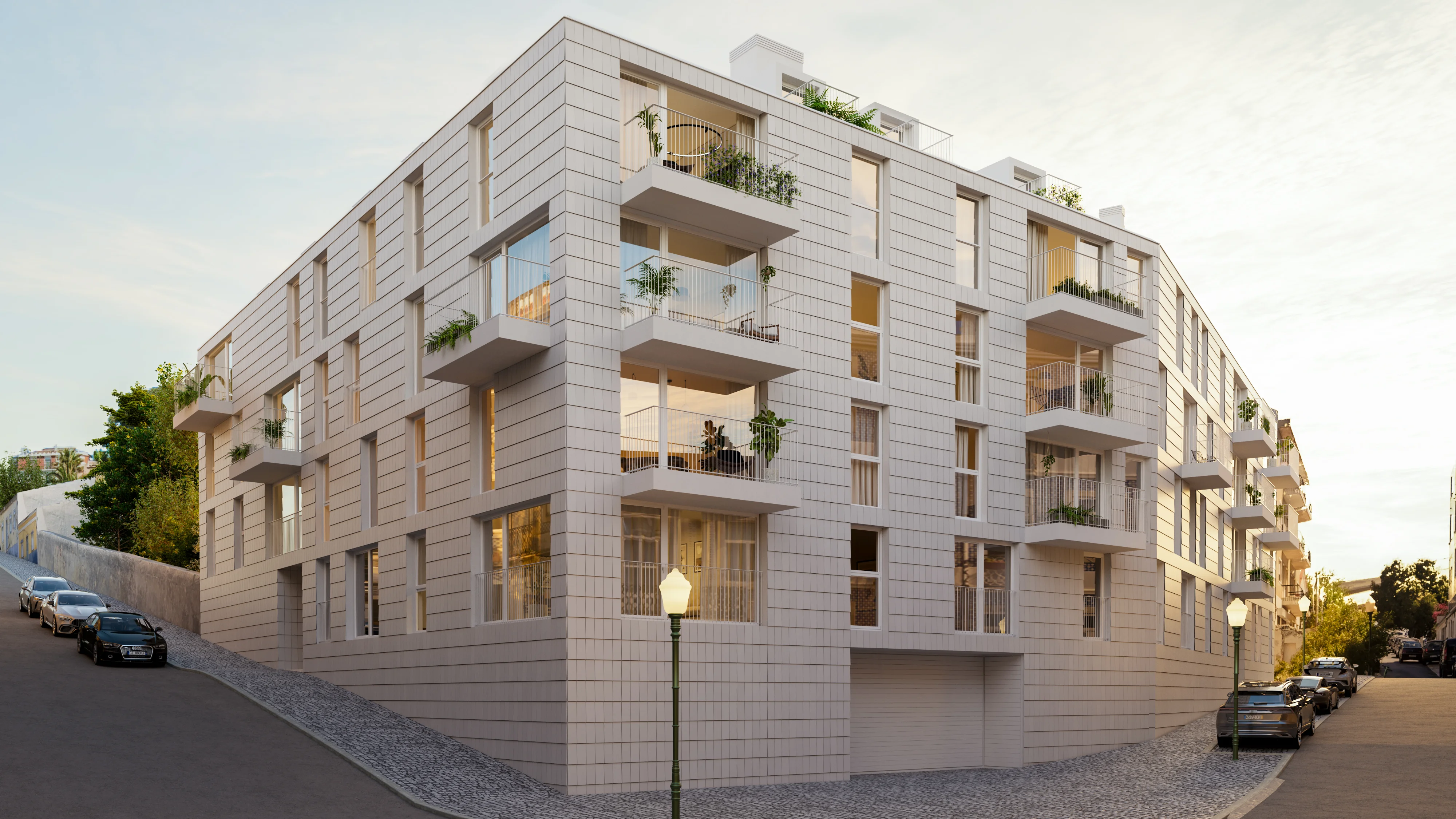 Modern residential building in Portugal showcasing Conde da Ribeira development vision.