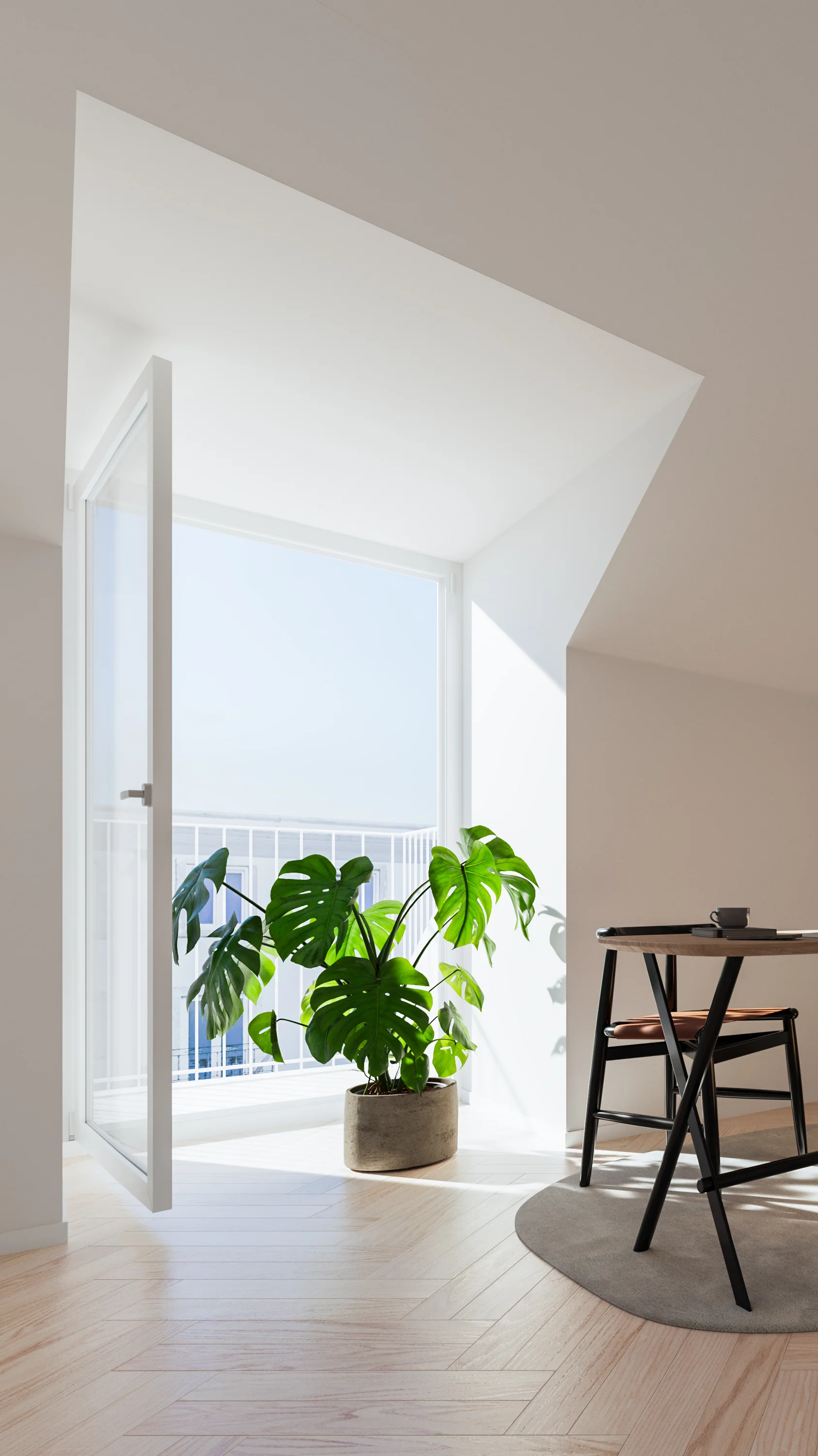 Open window and interior view of Conde da Ribeira development in Portugal.