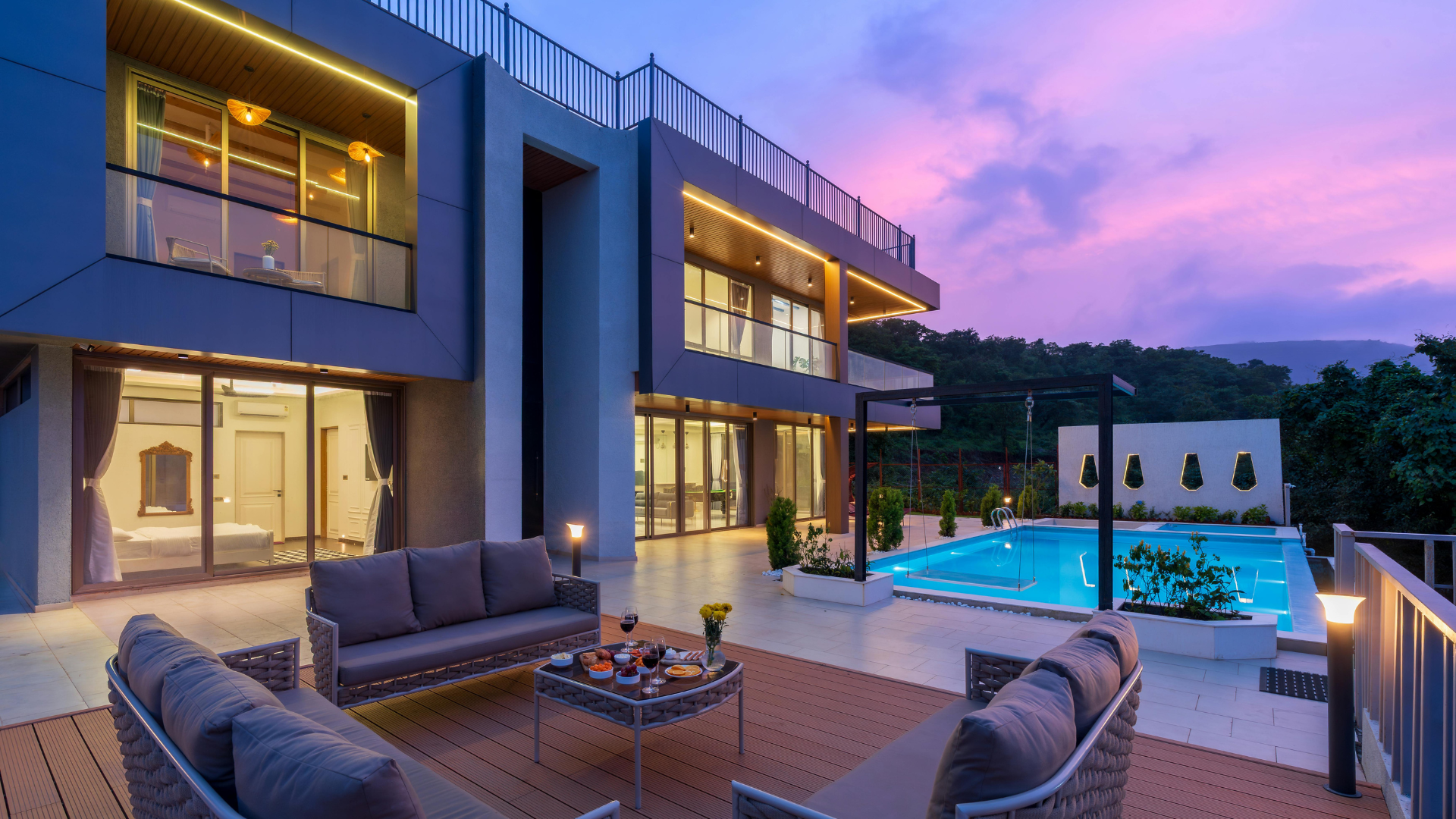 Contemporary luxury house with a pool and river view in Lisbon.