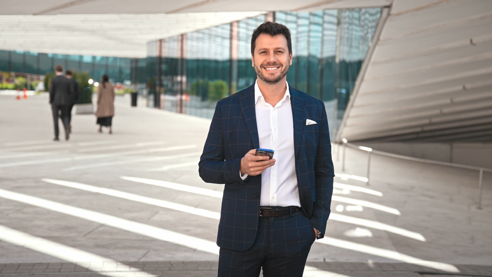 Businessman in Portugal smiling
