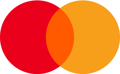 Mastercard logo with overlapping red and orange circles forming an orange intersection.