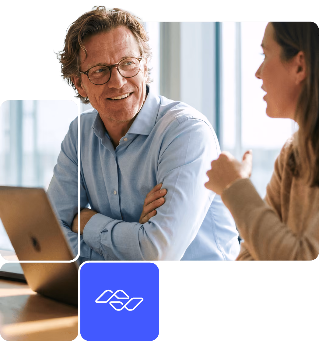 PayMitto team members in conversation, shown in a mosaic layout with the PayMitto glyph