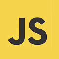 Логотип JavaScript чорними літерами JS на жовтому фоні.