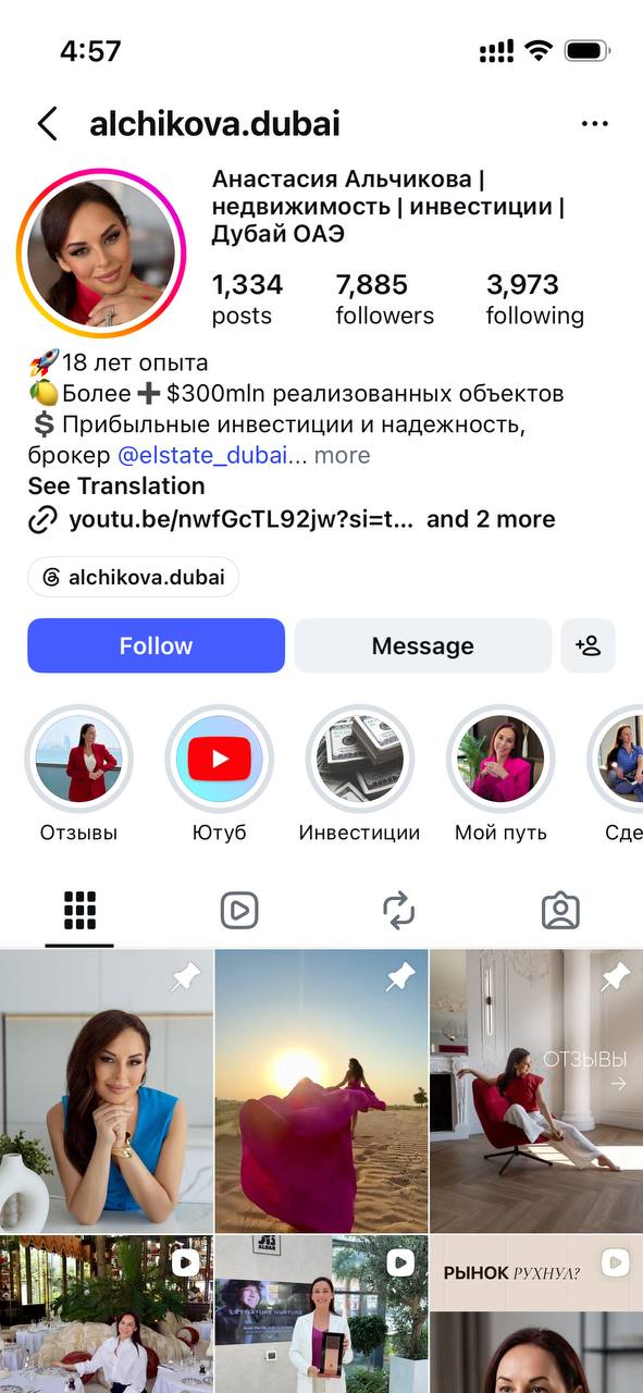 Anastasia Alchikova Instagram profile