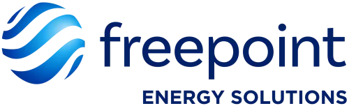 Freepoint Energy Solutions logo with blue stylized globe icon and bold company name and tagline in blue text.