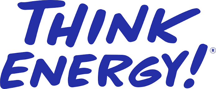Text reading 'THINK ENERGY!' in bold, stylized blue letters.