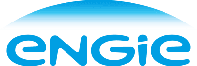 Engie logo with blue stylized text and a blue arc above it.
