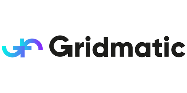 Gridmatic logo with stylized gradient blue and purple icon to the left of the bold black text 'Gridmatic'.