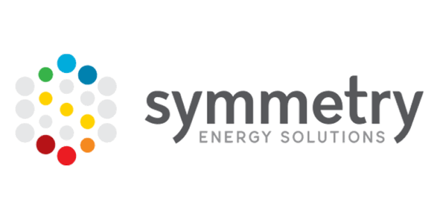 Logo of Symmetry Energy Solutions featuring a circular pattern of colored dots in blue, green, yellow, red, and orange to the left of the company name.
