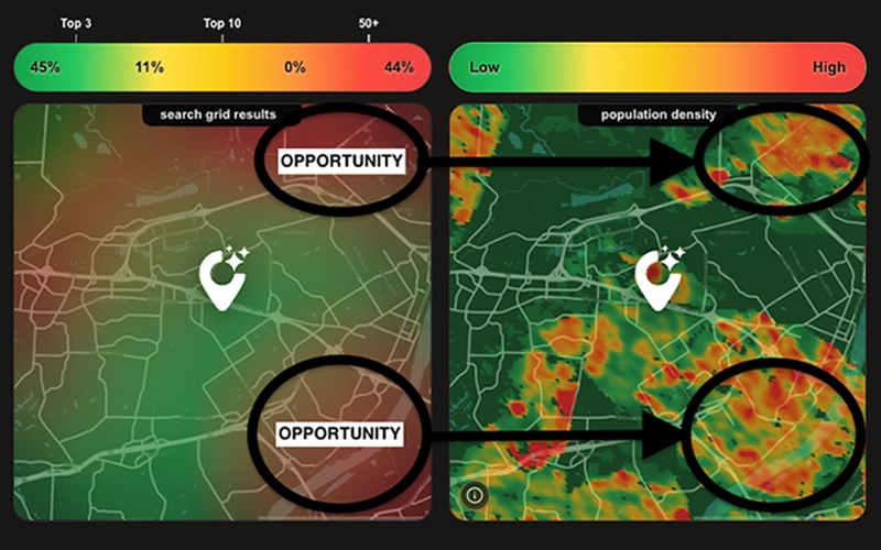 Local Search Grids + Population Density to Find Growth Opportunities within your service area