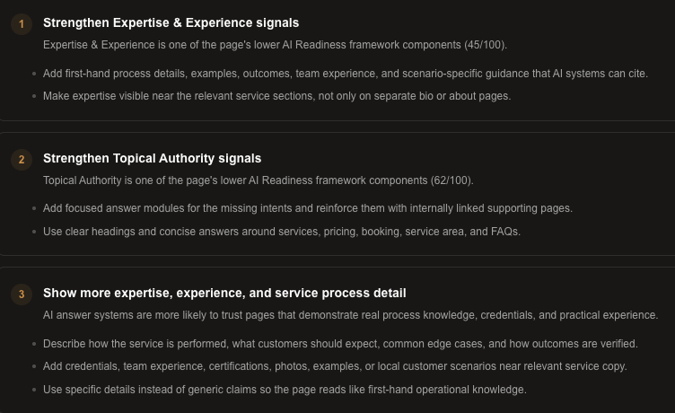 local search AI readiness signals tool