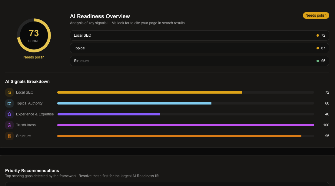 AI systems local AI search dashboard