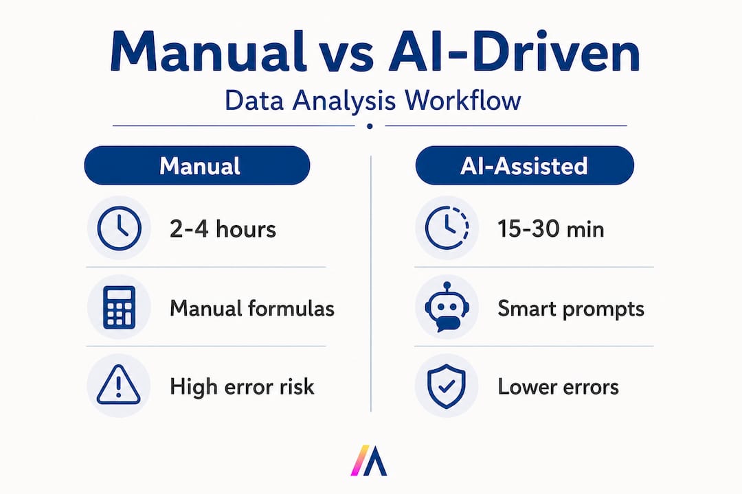 Infographic comparing manual and AI-driven workflows