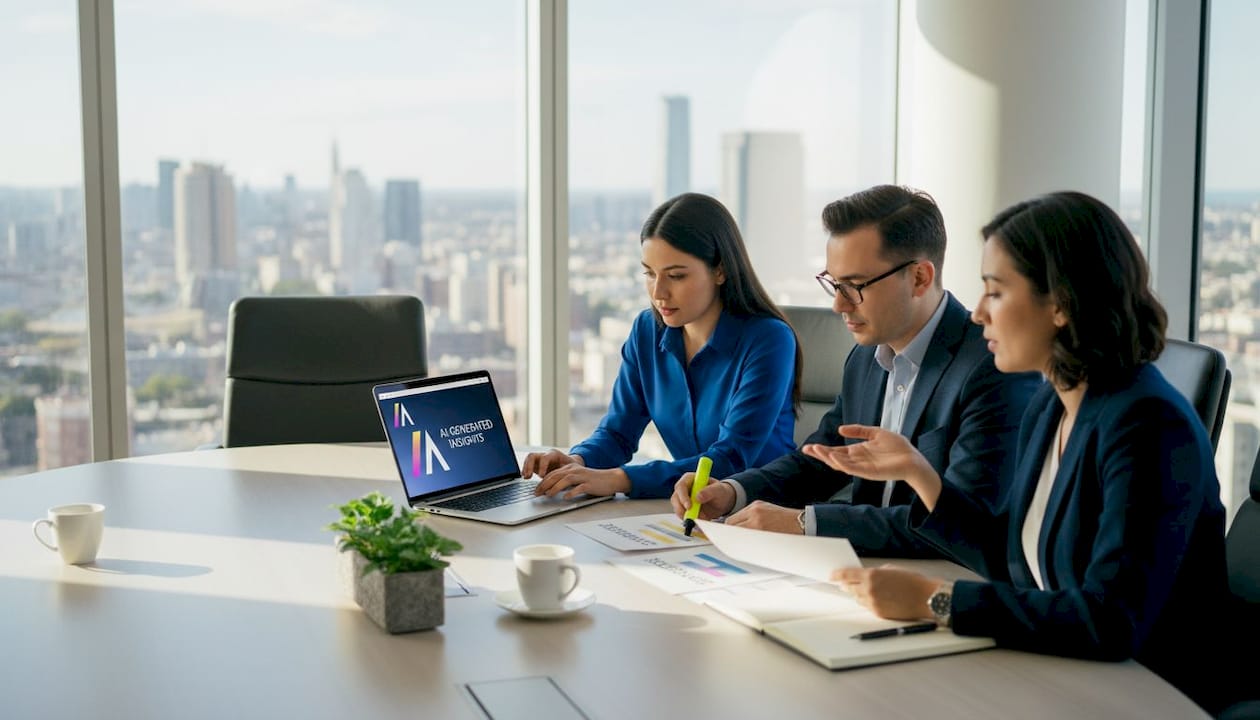 Team reviewing AI-flagged documents in conference room