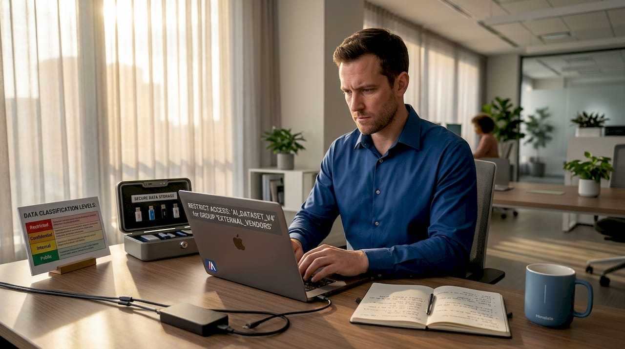 Analyst manages secure AI training data access