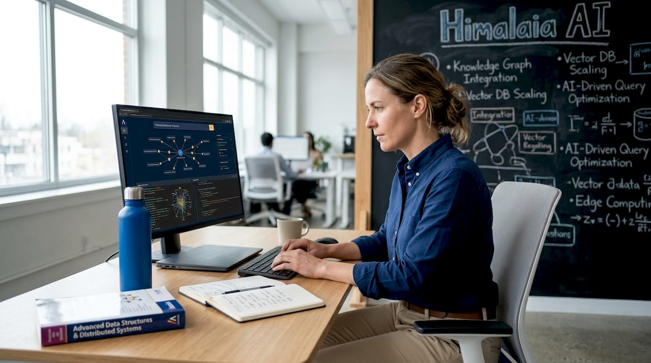 Professional using AI-powered enterprise search interface