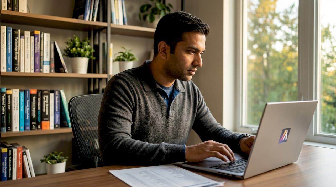 IT professional cataloging enterprise tools at desk