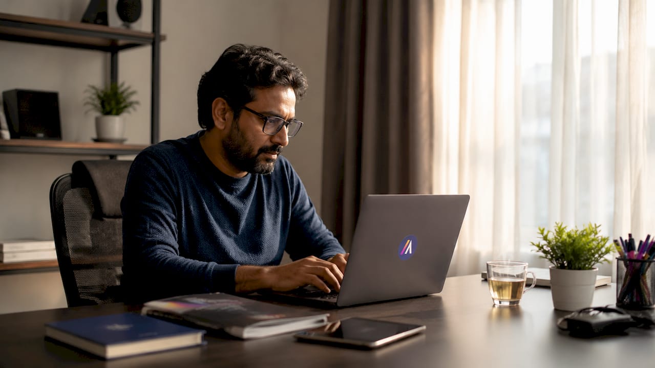 Man configuring enterprise AI platform SSO on laptop