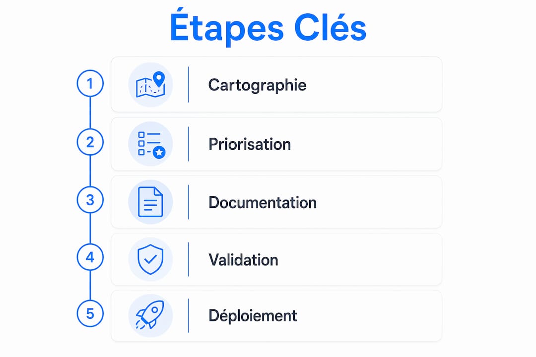 Visualisation des grandes étapes pour élaborer une documentation IA