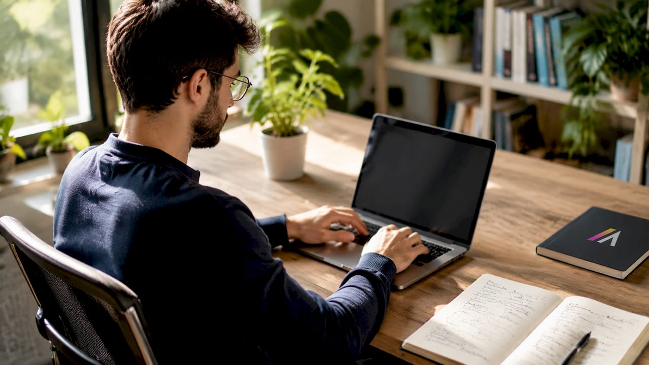 Zoom sur des mains en train de coder une intelligence artificielle