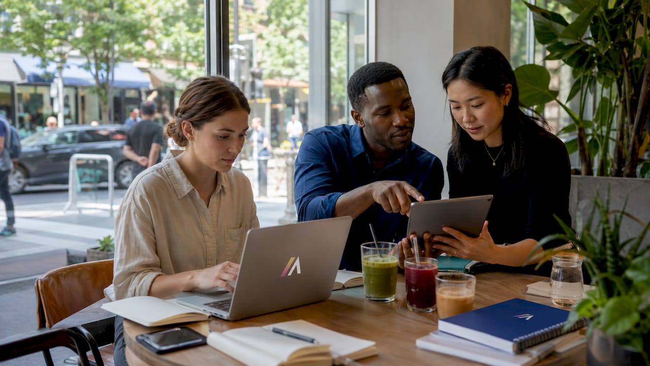Team collaborating on AI customer service platform