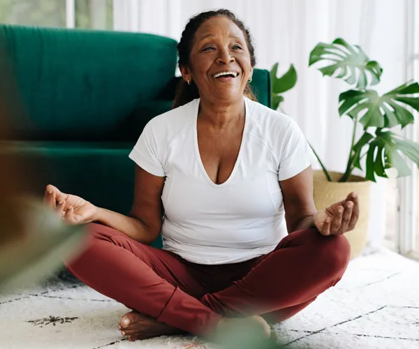 Woman relaxing doing yoga.