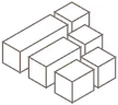 Isometric 3D illustration of four interlocking rectangular blocks in black outlines.