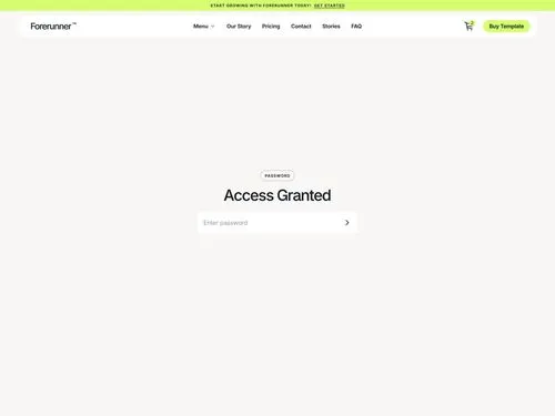 Website page showing a password access field with message 'Access Granted' and a space to enter password.