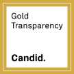 Square badge with a gold frame and text reading Gold Transparency Candid in black.