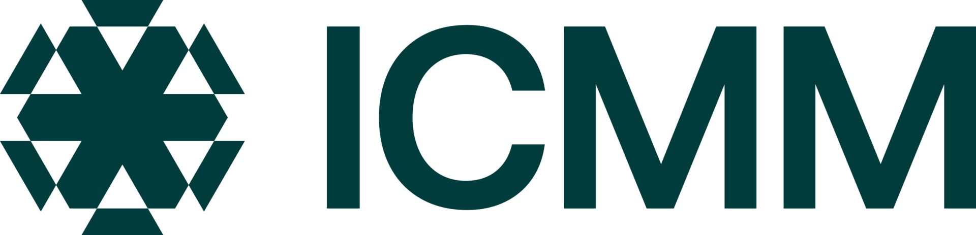ICMM logo with hexagonal geometric design made of triangles to the left of bold letters ICMM.