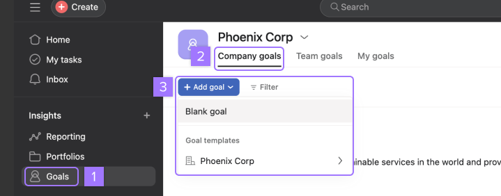 Create a Goal