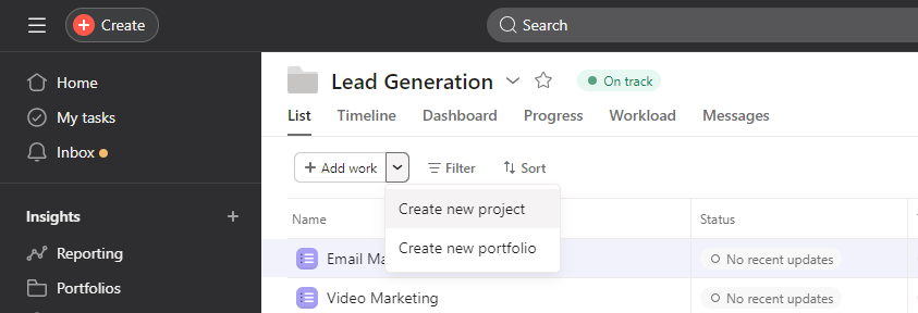 Create New Project