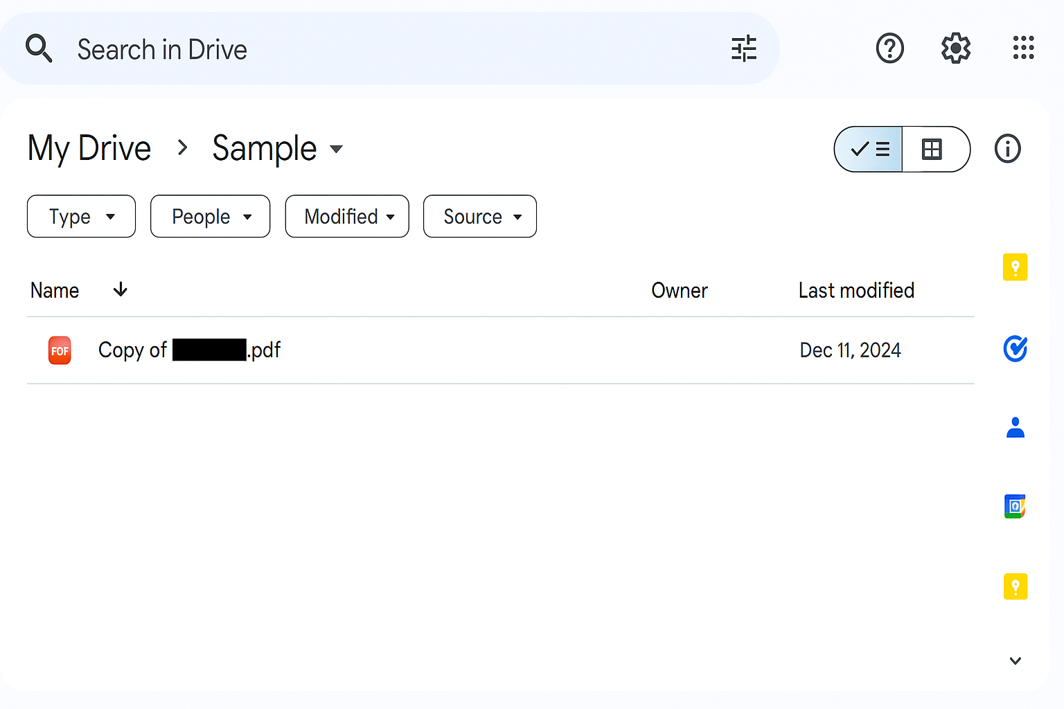 Screenshot showing PDF files stored in a Google Drive folder ready for extraction