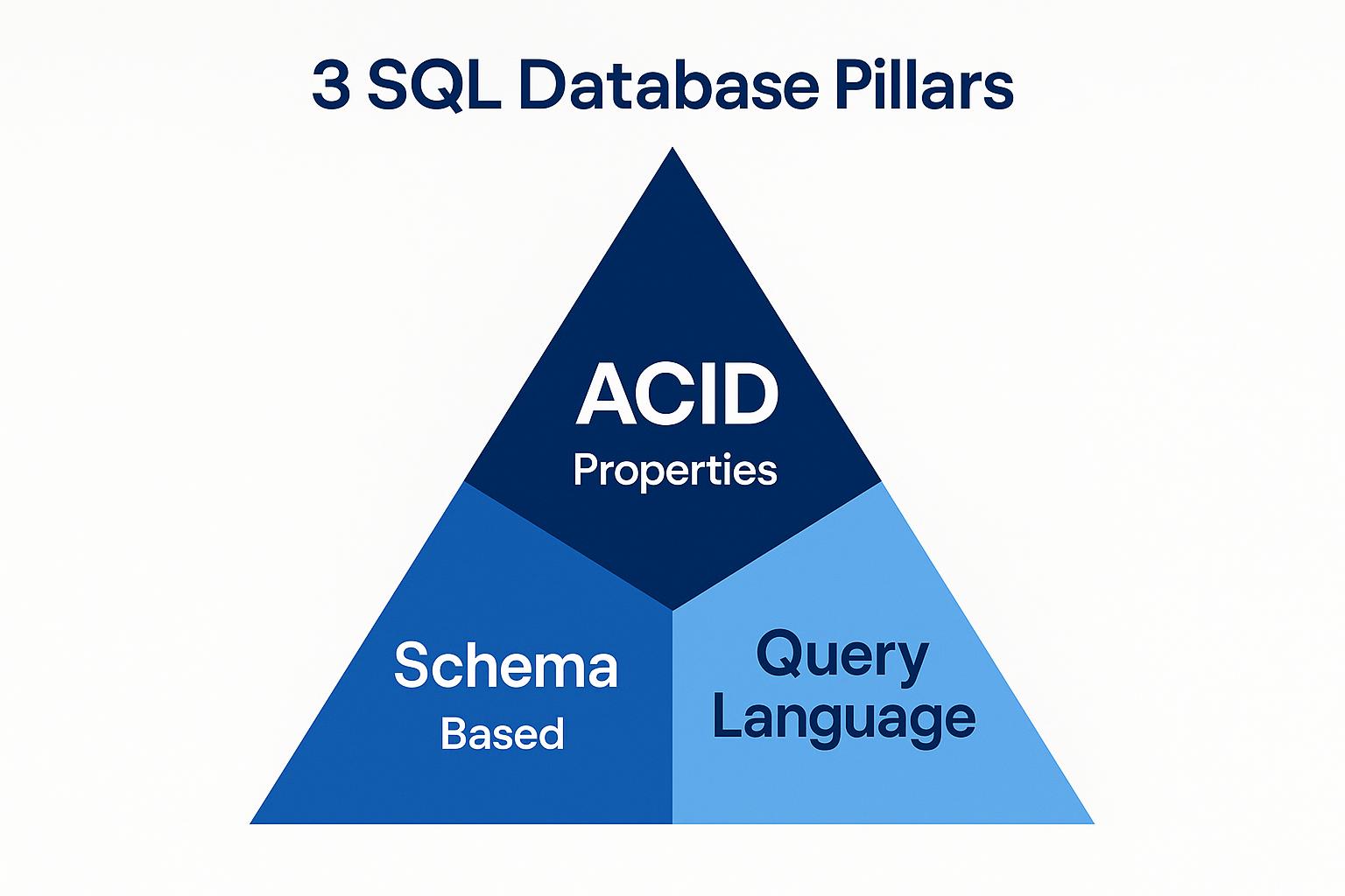 Image 3: Diagram showing the three key characteristics of SQL databases including ACID properties, schema-based organization, and standardized query language